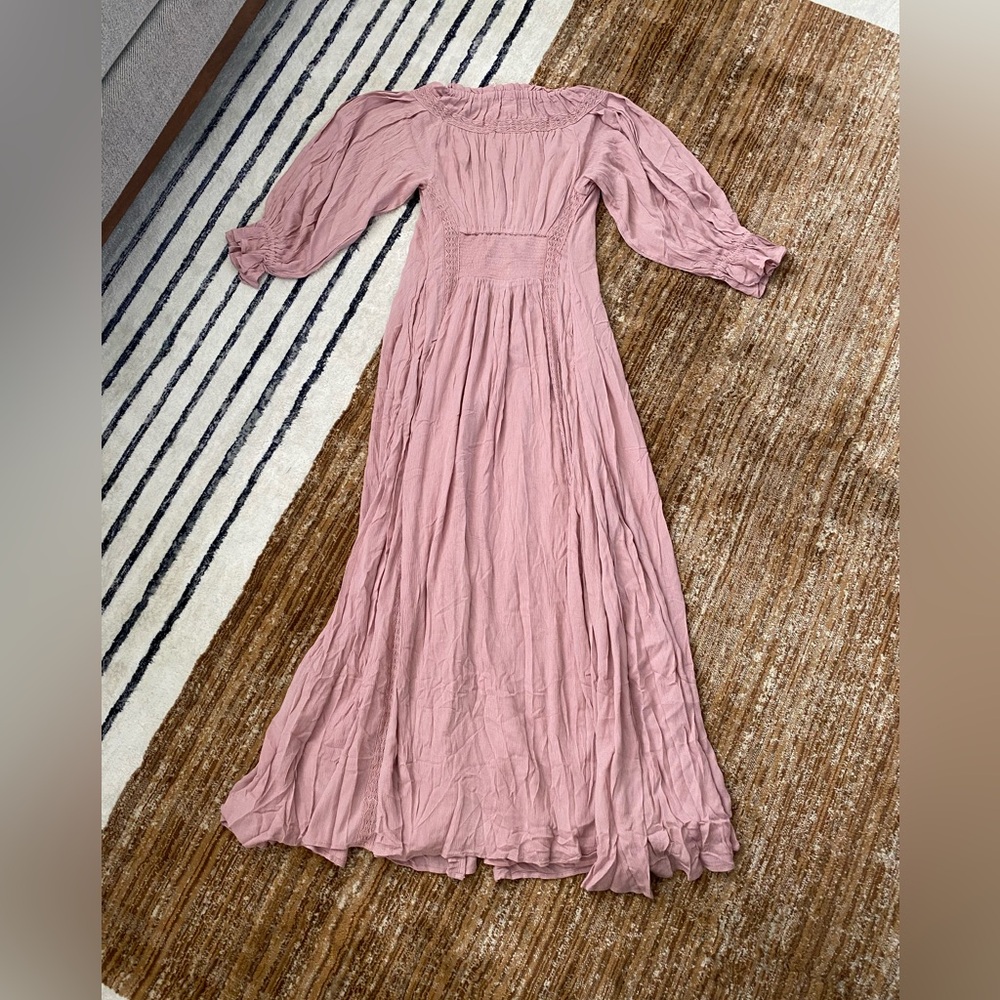 New Free People✨Magdalia Maxi Dress- Pale Mauve Pink Size - Picture 4 of 6